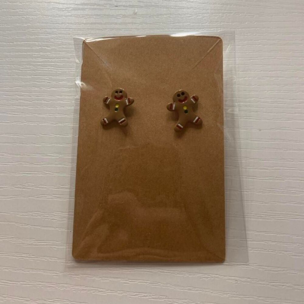 Gingerbread man stud earrings